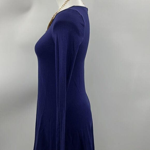 Express bluish purple long sleeve back zipper dress - Picture 2 of 5